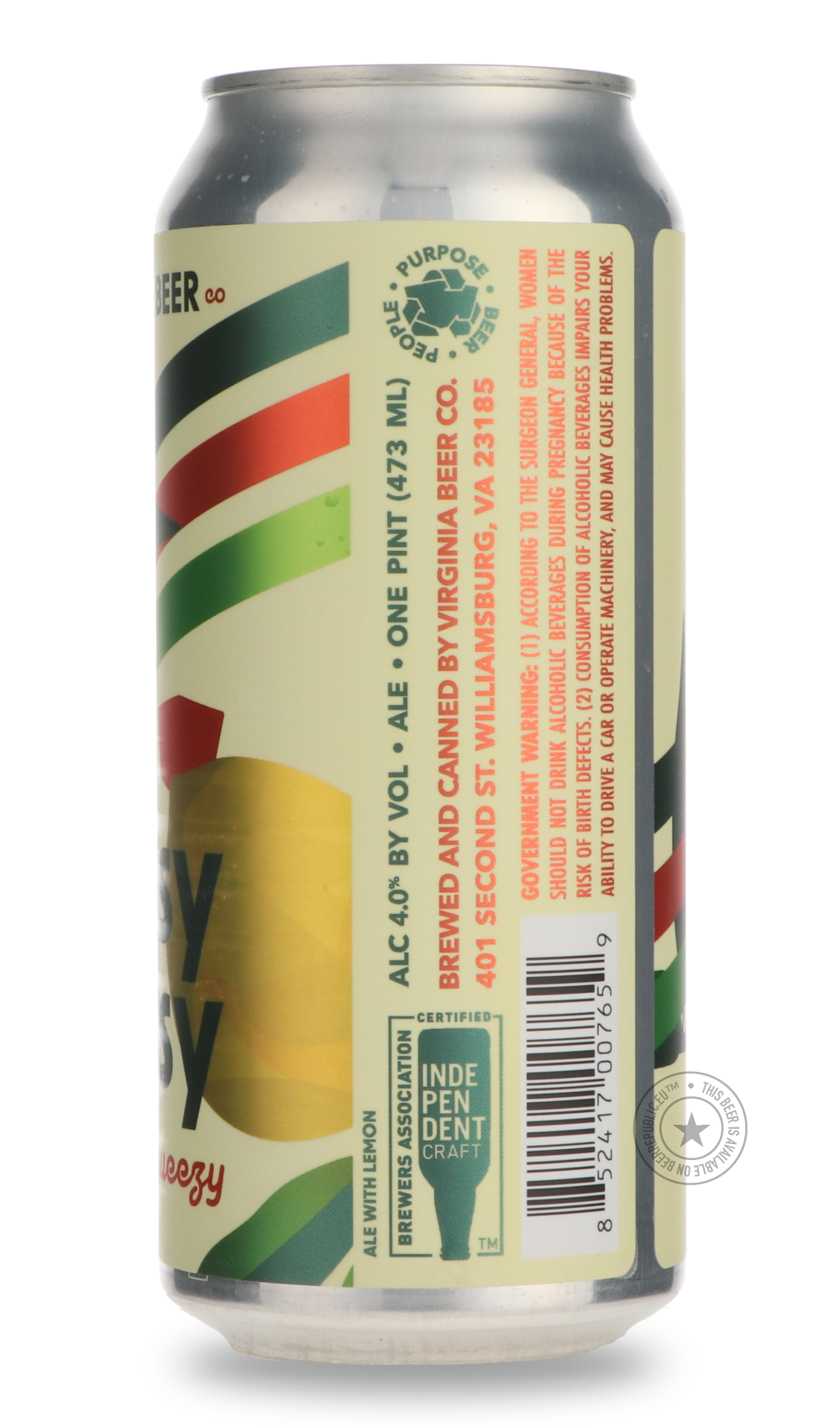-The Virginia Beer Company- Easy Peasy-Sour / Wild & Fruity- Only @ Beer Republic - The best online beer store for American & Canadian craft beer - Buy beer online from the USA and Canada - Bier online kopen - Amerikaans bier kopen - Craft beer store - Craft beer kopen - Amerikanisch bier kaufen - Bier online kaufen - Acheter biere online - IPA - Stout - Porter - New England IPA - Hazy IPA - Imperial Stout - Barrel Aged - Barrel Aged Imperial Stout - Brown - Dark beer - Blond - Blonde - Pilsner - Lager - Wh