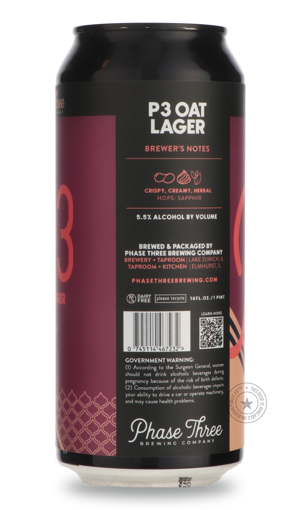 -Phase Three- P3 Oat Lager-Pale- Only @ Beer Republic - The best online beer store for American & Canadian craft beer - Buy beer online from the USA and Canada - Bier online kopen - Amerikaans bier kopen - Craft beer store - Craft beer kopen - Amerikanisch bier kaufen - Bier online kaufen - Acheter biere online - IPA - Stout - Porter - New England IPA - Hazy IPA - Imperial Stout - Barrel Aged - Barrel Aged Imperial Stout - Brown - Dark beer - Blond - Blonde - Pilsner - Lager - Wheat - Weizen - Amber - Barle