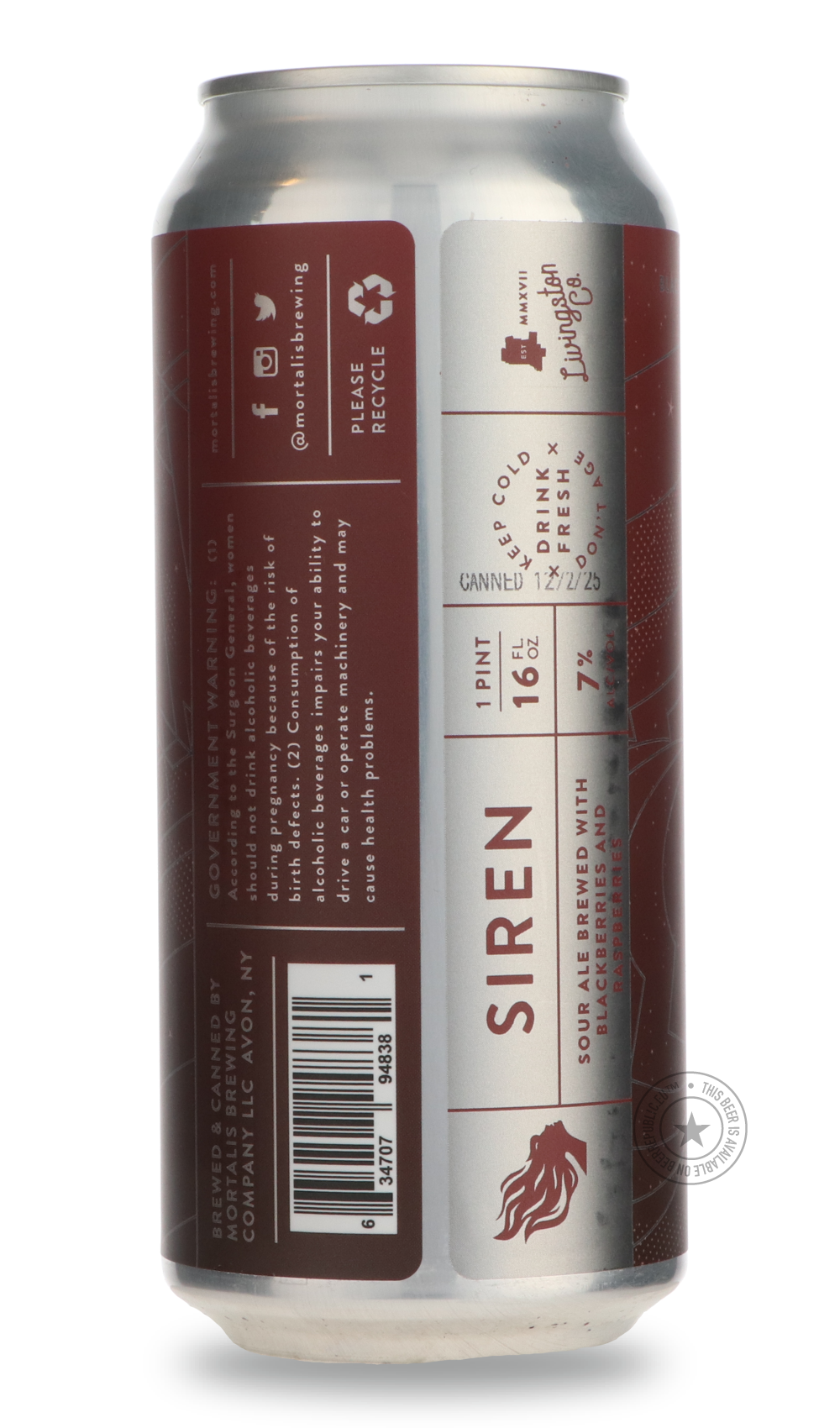 Mortalis- Siren | Blackberry + Raspberry-Sour / Wild & Fruity- Only @ Beer Republic - The best online beer store for American & Canadian craft beer - Buy beer online from the USA and Canada - Bier online kopen - Amerikaans bier kopen - Craft beer store - Craft beer kopen - Amerikanisch bier kaufen - Bier online kaufen - Acheter biere online - IPA - Stout - Porter - New England IPA - Hazy IPA - Imperial Stout - Barrel Aged - Barrel Aged Imperial Stout - Brown - Dark beer - Blond - Blonde - Pilsner - Lager -