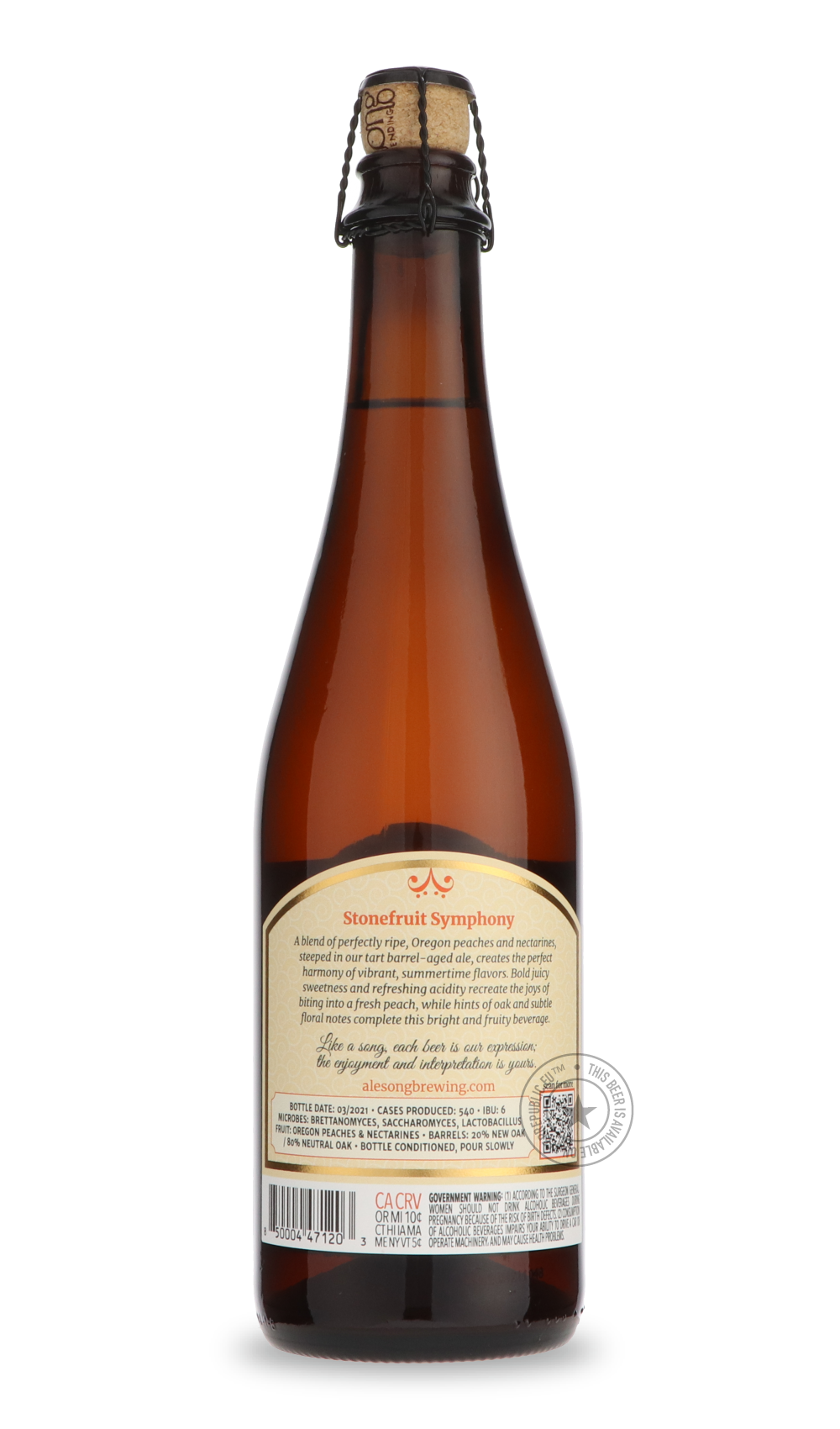-Alesong- Stonefruit Symphony 2021-Sour / Wild & Fruity- Only @ Beer Republic - The best online beer store for American & Canadian craft beer - Buy beer online from the USA and Canada - Bier online kopen - Amerikaans bier kopen - Craft beer store - Craft beer kopen - Amerikanisch bier kaufen - Bier online kaufen - Acheter biere online - IPA - Stout - Porter - New England IPA - Hazy IPA - Imperial Stout - Barrel Aged - Barrel Aged Imperial Stout - Brown - Dark beer - Blond - Blonde - Pilsner - Lager - Wheat